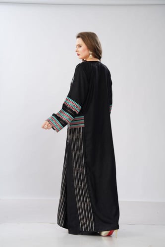 جلابية استايل عسيري لون اسود موديل DB6-152