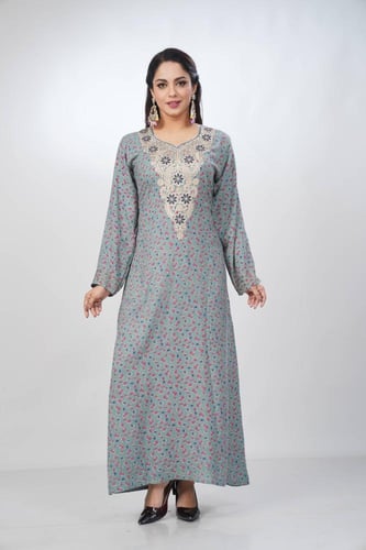 جلابية جامبو مخور كشميري لون بترولي موديل SV5-80