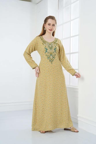 جلابية كشميري لون كموني موديل SQ5-172