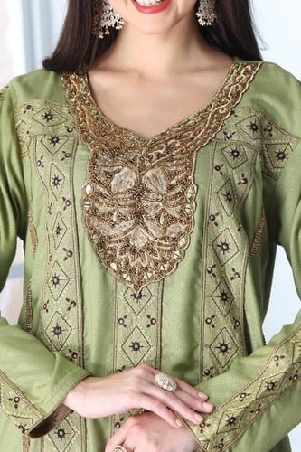 جلابية ستاتي لون تفاحي موديل WS5-126