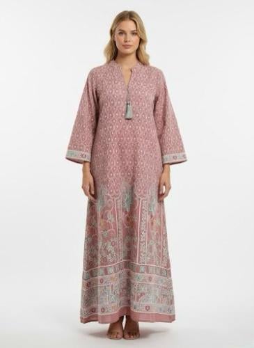 جلابية استايل كويتي لون بينك موديل CH6-55