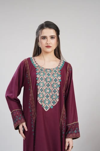 جلابية استايل بحريني لون عودي موديل DB6-158