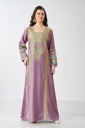 جلابية استايل عسيري لون موف فاتح موديل DB6-151