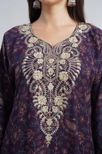 جلابية كشميري لون بنفسجي موديل SQ6-198