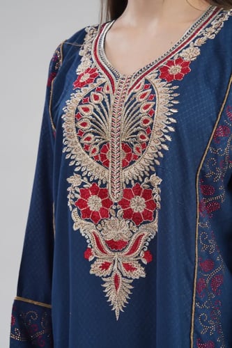 جلابية استايل بحريني لون كحلي موديل DB6-154