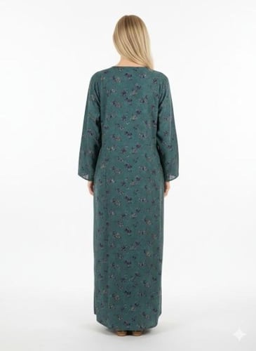 جلابية كشميري صدرية ملونه لون بترولي غامق موديل SQ...