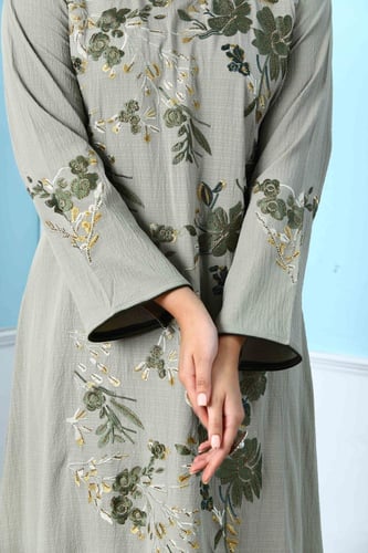 جلابية استايل بحريني لون عشبي موديل DB5-50