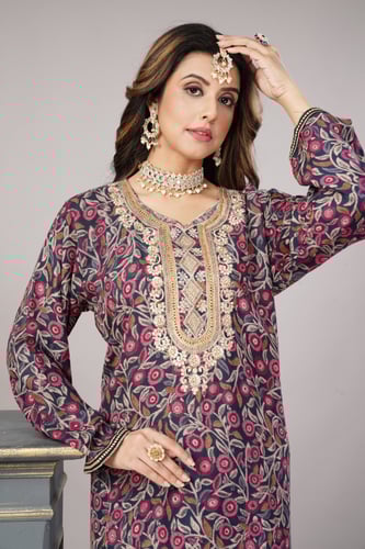 مخور اماراتي لون كحلي من الكشمير والقطن موديل SX4-...