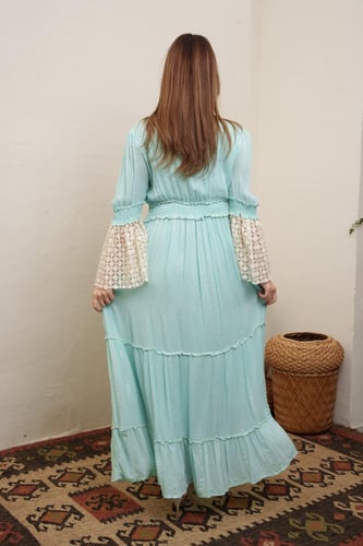 جلابية فري سايز استايل كويتي لون تركوازي موديل DK4...