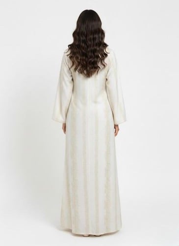 جلابية استايل كويتي ستاتي لون بيج موديل CH6-109