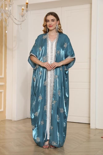 جلابية سهرة لون بترولي موديل CH5-26