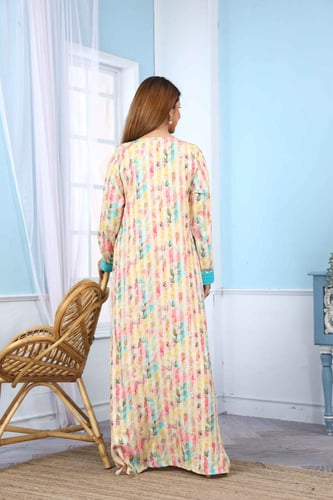 جلابية استايل مغربي لون تركوازي موديل DB5-61