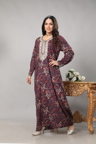 مخور اماراتي لون عنابي من الفيسكوز والقطن موديل SX...