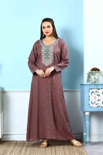 جلابية كشميري لون لحمي موديل SQ5-136