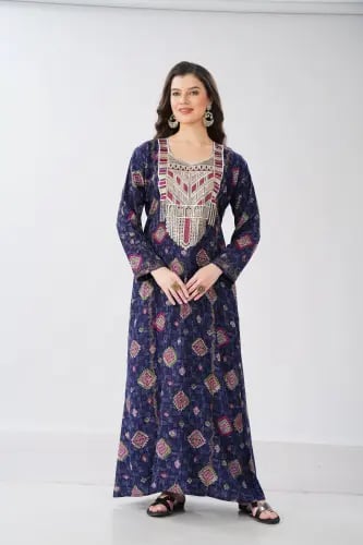 جلابية استايل مخور اماراتي لون كحلي موديل SX6-105