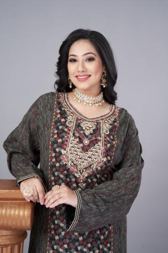 جلابية كشميري لون زيتي موديل SQ4-86