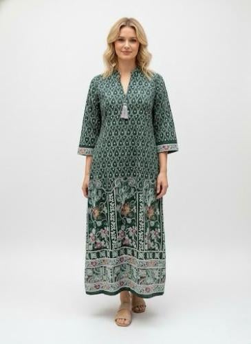 جلابية استايل كويتي لون اخضر موديل CH6-55