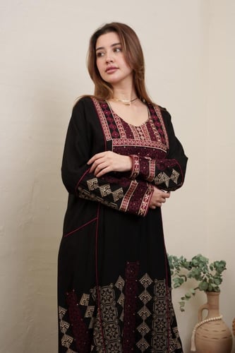 جلابية استايل اردني لون اسود موديل DB4-20