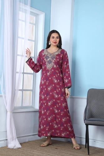 جلابية كشميري لون فوشي موديل SQ5-127