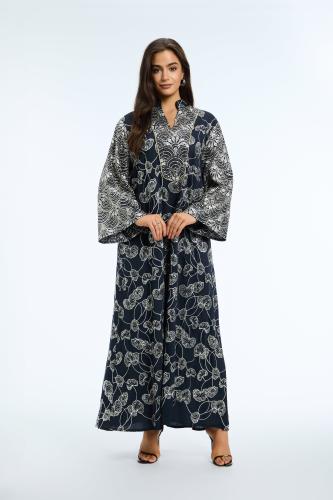 جلابية كويتي لون كحلي موديل CH5-32