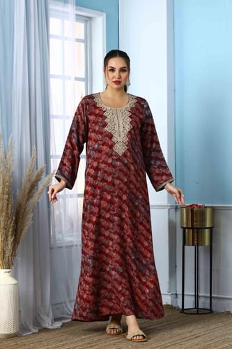 جلابية كشميري لون عودي موديل SQ5-132