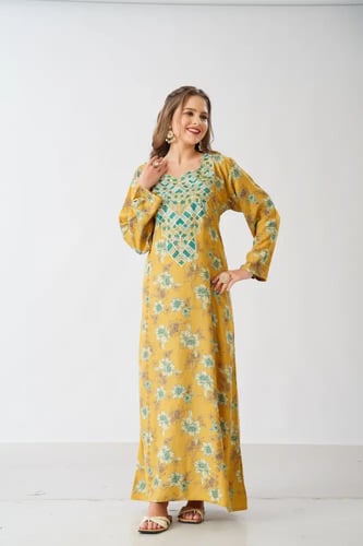 جلابية استايل مخور اماراتي لون كموني موديل SX6-109