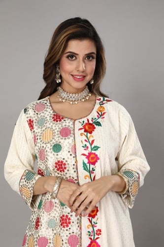 جلابية قرقيعان نسائي بتشجير أخضر وعودي MM-04