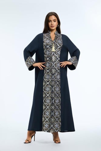 جلابية كويتي لون كحلي موديل CH5-1