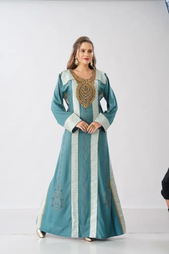 جلابية استايل بحريني لون بترولي موديل WS6-131