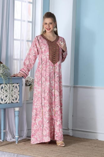 جلابية استايل بحريني لون بينك موديل DB5-84