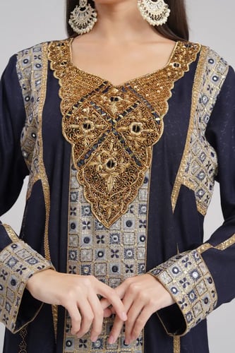 جلابية استقبال لون كحلي موديل WS6-144