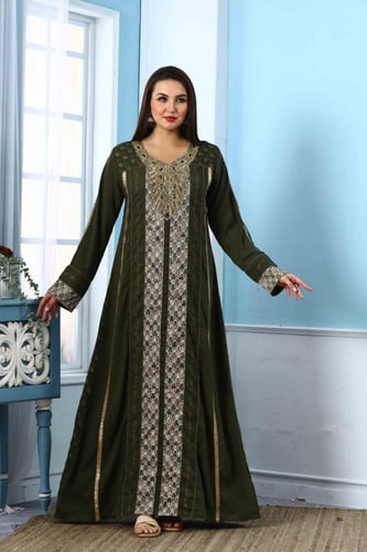 جلابية استقبال لون زيتي موديل WS5-114