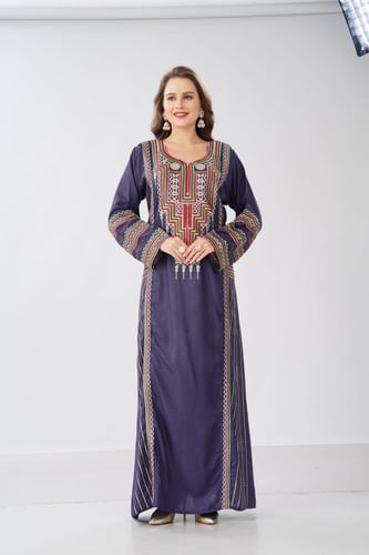 جلابية استايل عسيري لون موف رمادي موديل DB6-152