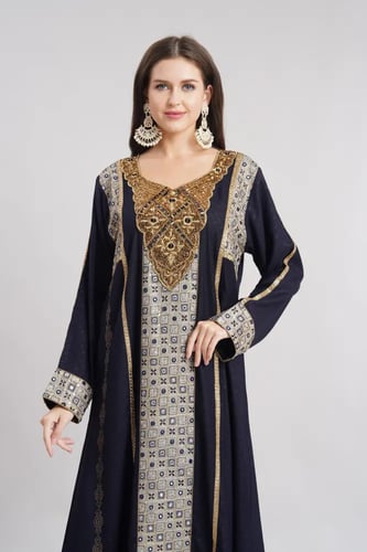 جلابية استقبال لون كحلي موديل WS6-144