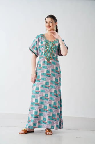 جلابية كشميري صدرية اردني لون تركوازي موديل SQ6-18...