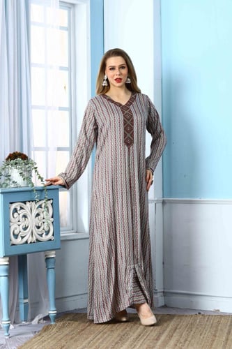 جلابية استايل بحريني لون رمادي موديل DB5-76