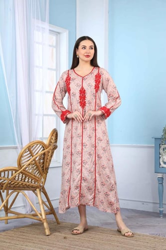 جلابية مدي استايل مغربي لون عودي موديل DB5-59