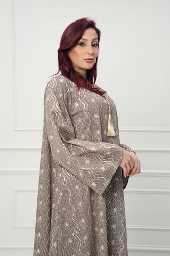 جلابية كويتي لون بني موديل CH6-111