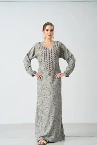 جلابية كشي صدرية اردني لون زيتي موديل SQ6-192