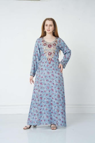 جلابية مخور اماراتي لون سماوي فاتح موديل SX5-89