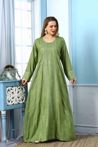 جلابية استايل كويتي لون اخضر موديل DB5-81