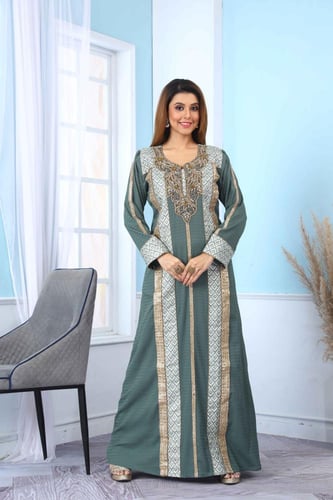 جلابية استقبال لون عشبي موديل WS5-110