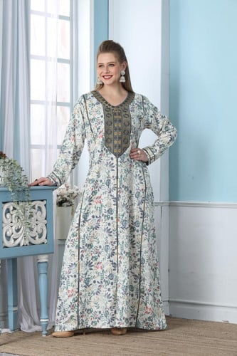 جلابية استايل بحريني لون اخضر موديل DB5-85