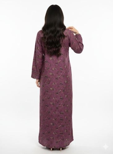 جلابية كشميري صدرية ملونه لون وردي موديل SQ6-173