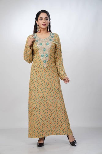 جلابية جامبو مخور كشميري لون كموني موديل SV5-80