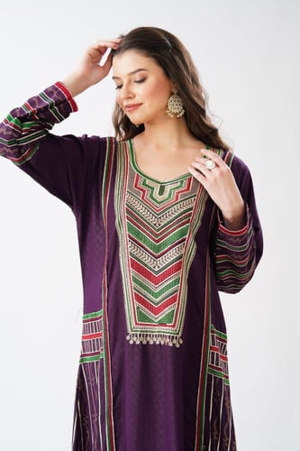 جلابية استايل عسيري لون موف موديل DB6-150