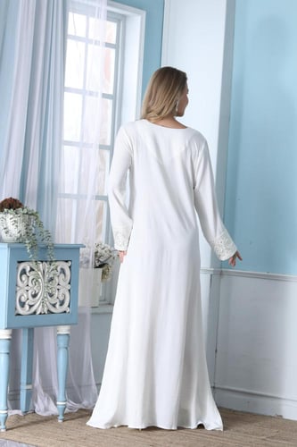 جلابية ستايل كويتي لون ابيض موديل DB5-87