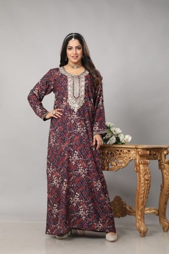 مخور اماراتي لون عنابي من الفيسكوز والقطن موديل SX...