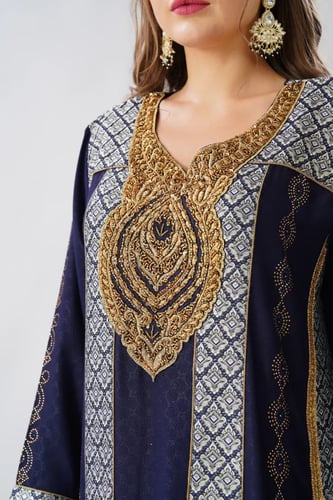 جلابية استايل بحريني لون كحلي موديل WS6-131