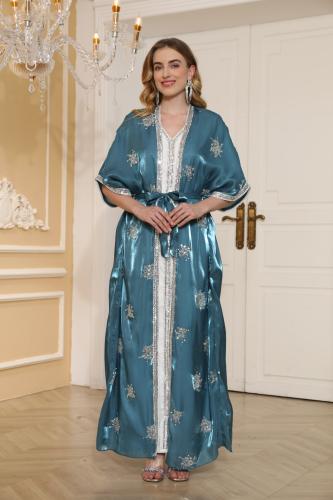 جلابية سهرة لون بترولي موديل CH5-26